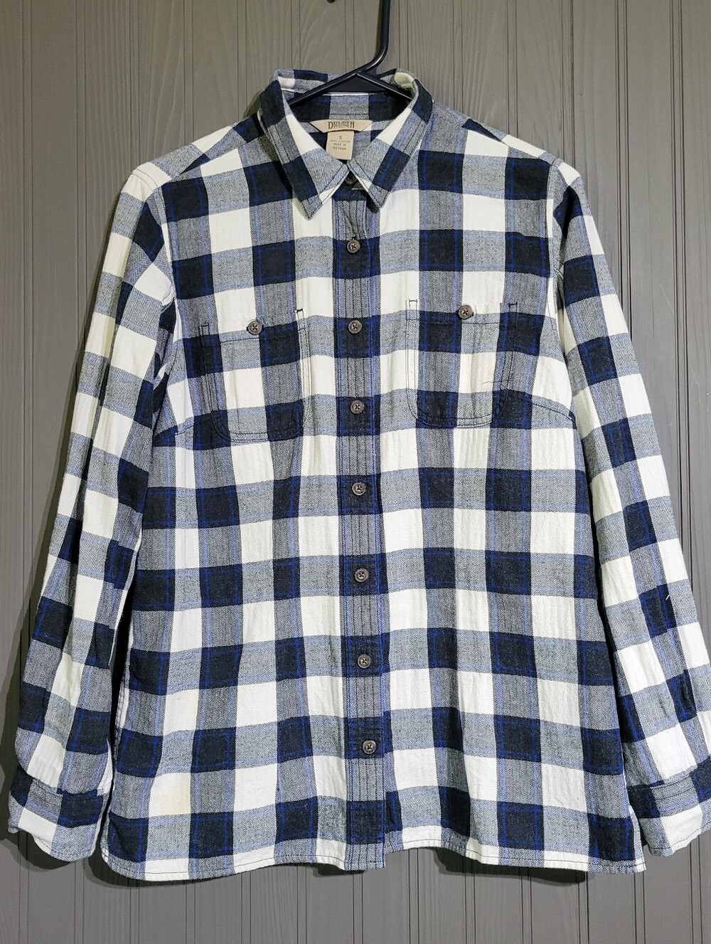 Duluth Trading Co Flannel Long Sleeve Button Down Shirt Plaid Blue Women's Small